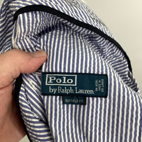 Mens Ralph Lauren Seersucker Blue/white Suffield Fit shorts 381 Bleeker - Picture 8 of 11